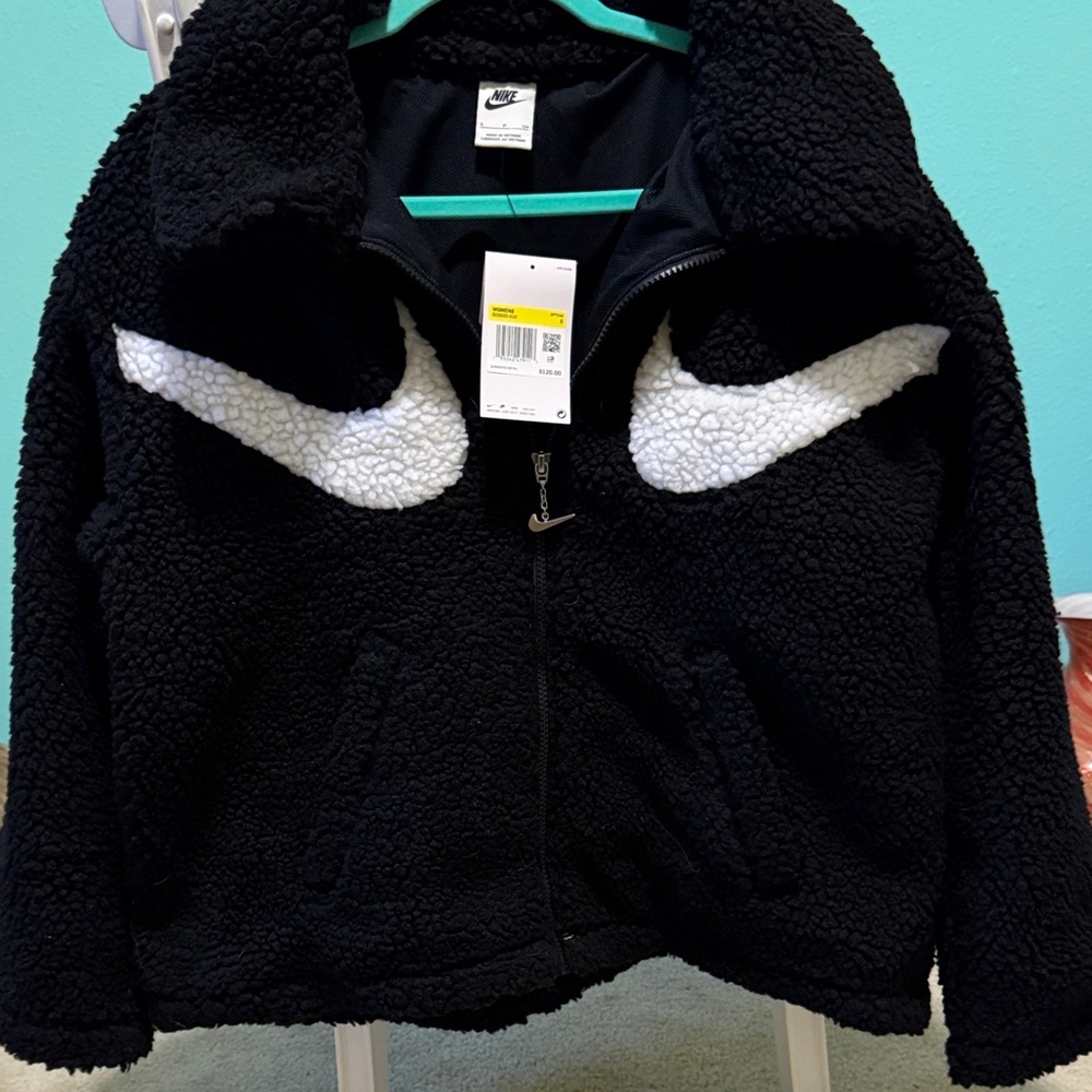 Nike Black and White Fleece Jacket